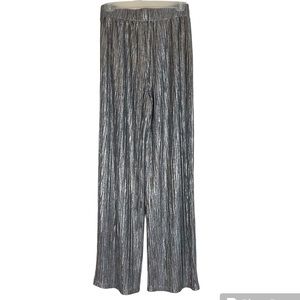 JM collection silver metallic wide leg pants